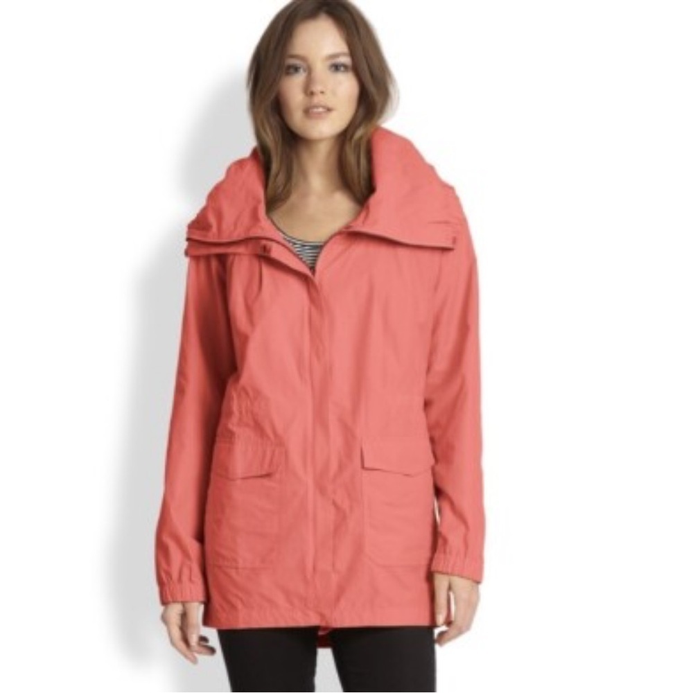 Eileen Fisher Tiger Orange Organic Cotton Nylon Hooded Anorak Jacket SZ 3X